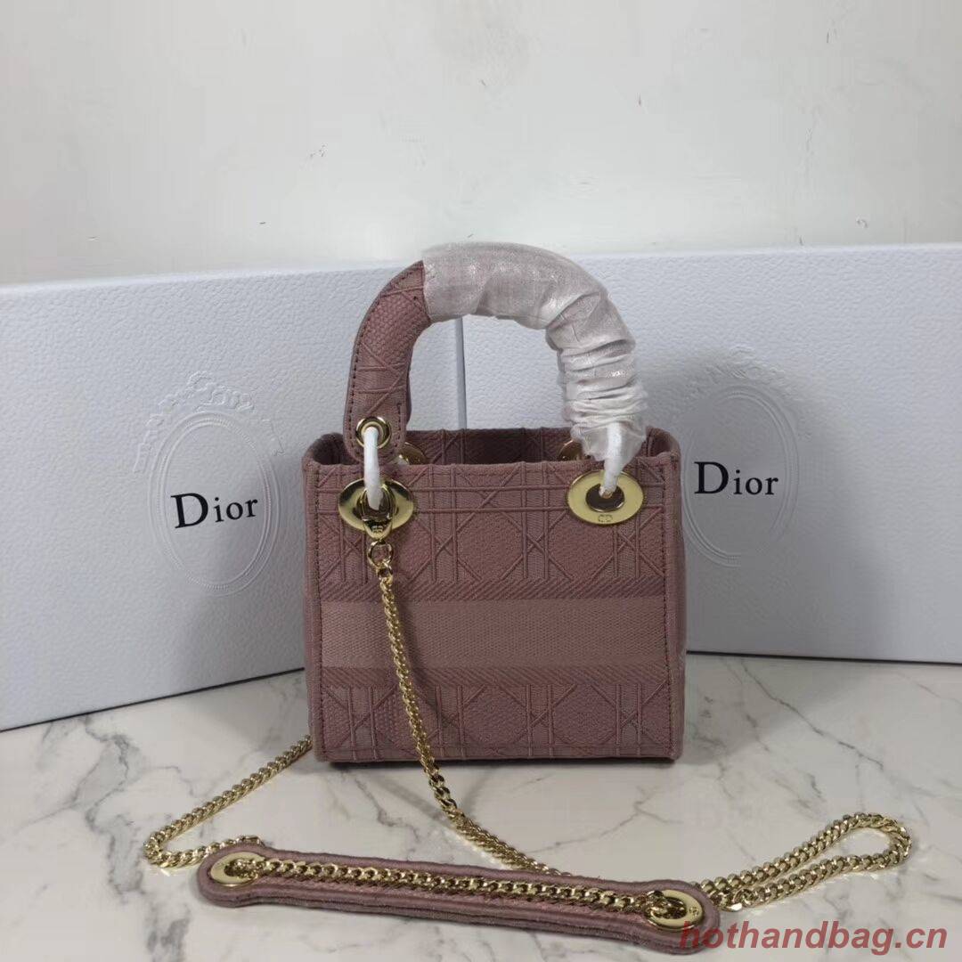 MINI LADY DIOR TOTE BAG IN EMBROIDERED CANVAS C4531 pink MINI LADY DIOR TOTE BAG IN EMBROIDERED CANVAS C4531 pink