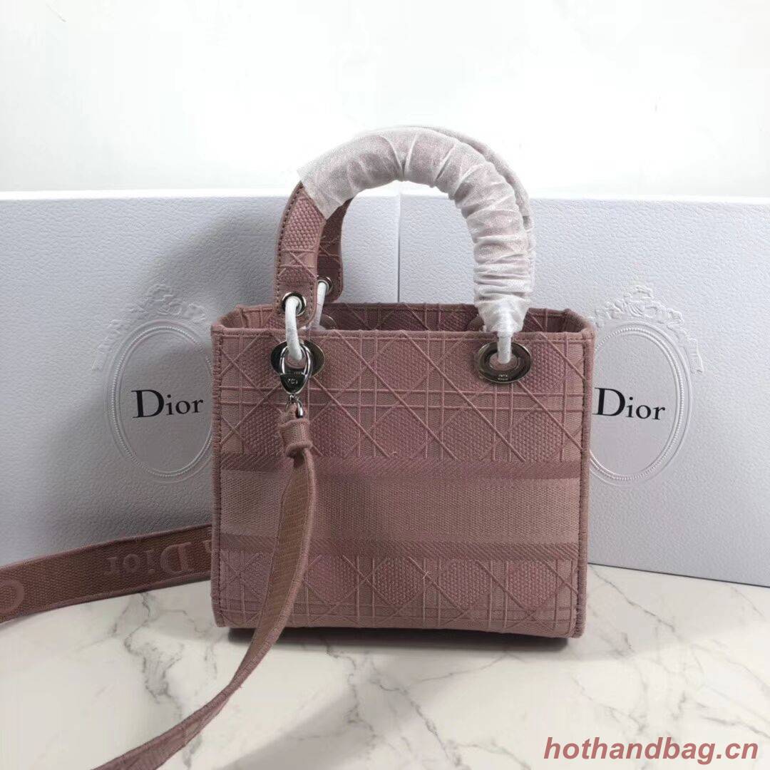 LADY DIOR TOTE BAG IN EMBROIDERED CANVAS C4532 pink LADY DIOR TOTE BAG IN EMBROIDERED CANVAS C4532 pink
