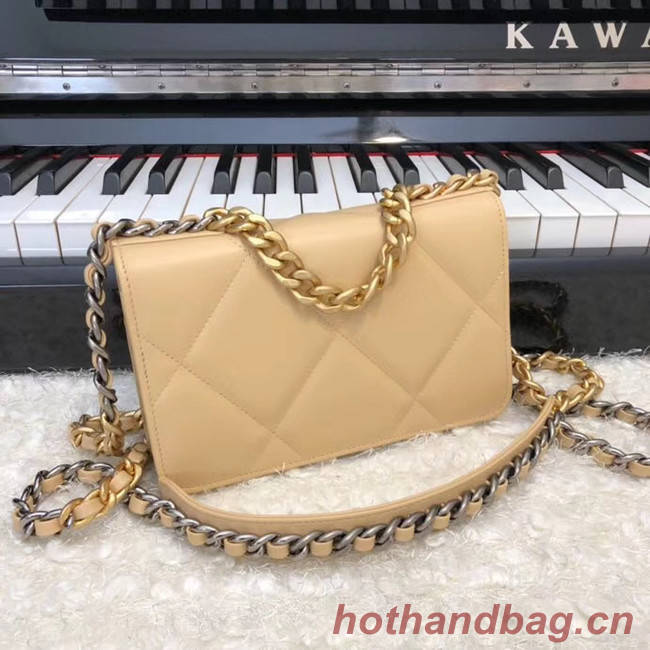 Chanel 19 Classic Sheepskin Leather Chain Wallet AP0957 apricot