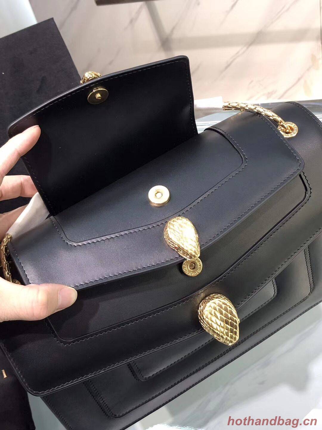 BVLGARI Serpenti Forever leather shoulder bag B288620 black BVLGARI Serpenti Forever leather shoulder bag B288620 black