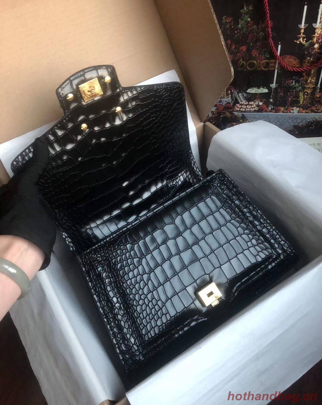 Dolce & Gabbana Origianl Crocodile Leather Bag 4916E Black Dolce & Gabbana Origianl Crocodile Leather Bag 4916E Black
