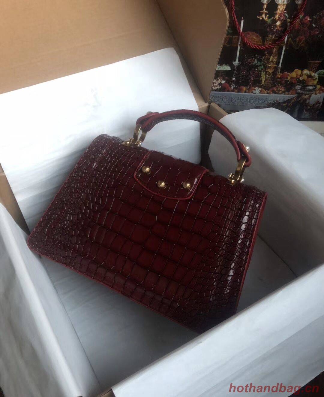 Dolce & Gabbana Origianl Crocodile Leather Bag 4916E Burgundy Dolce & Gabbana Origianl Crocodile Leather Bag 4916E Burgundy