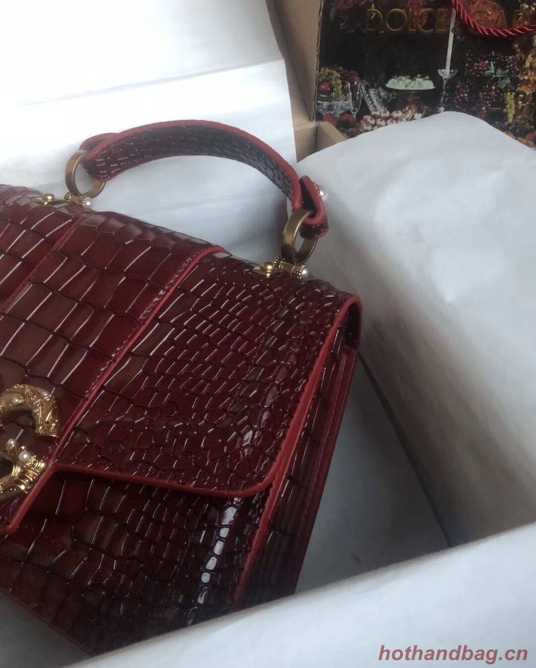 Dolce & Gabbana Origianl Crocodile Leather Bag 4916E Burgundy Dolce & Gabbana Origianl Crocodile Leather Bag 4916E Burgundy