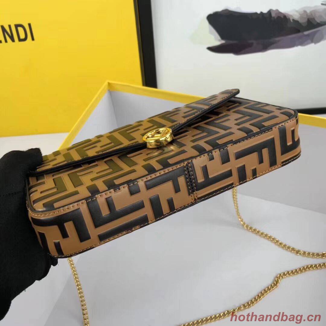 Fendi WALLET ON CHAIN WITH POUCHES leather mini-bag 8BS032 apricot Fendi WALLET ON CHAIN WITH POUCHES leather mini-bag 8BS032 apricot