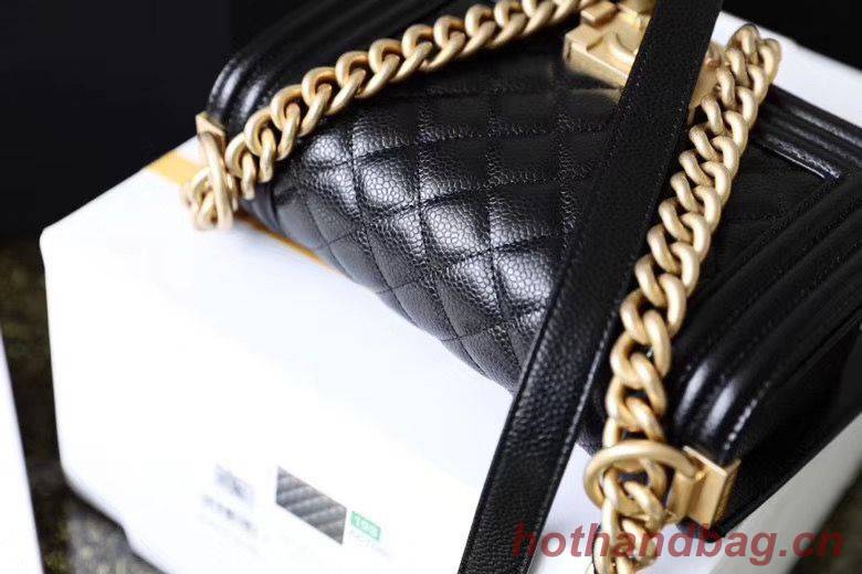 Chanel Le Boy Flap Shoulder Bag Original Cavier Leather A67085 Black Gold Buckle Chanel Le Boy Flap Shoulder Bag Original Cavier Leather A67085 Black Gold Buckle