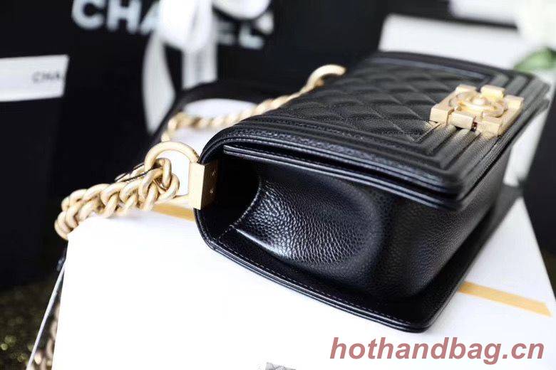 Chanel Le Boy Flap Shoulder Bag Original Cavier Leather A67085 Black Gold Buckle Chanel Le Boy Flap Shoulder Bag Original Cavier Leather A67085 Black Gold Buckle