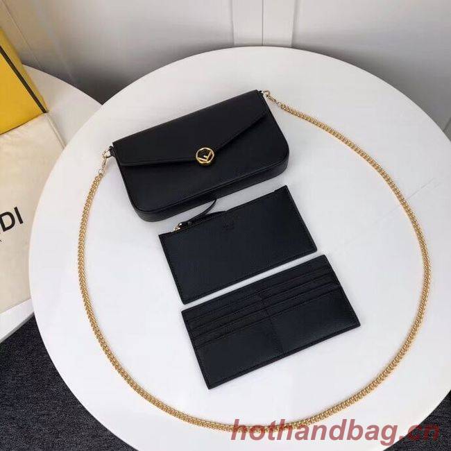 Fendi WALLET ON CHAIN WITH POUCHES leather mini-bag F0005 black Fendi WALLET ON CHAIN WITH POUCHES leather mini-bag F0005 black