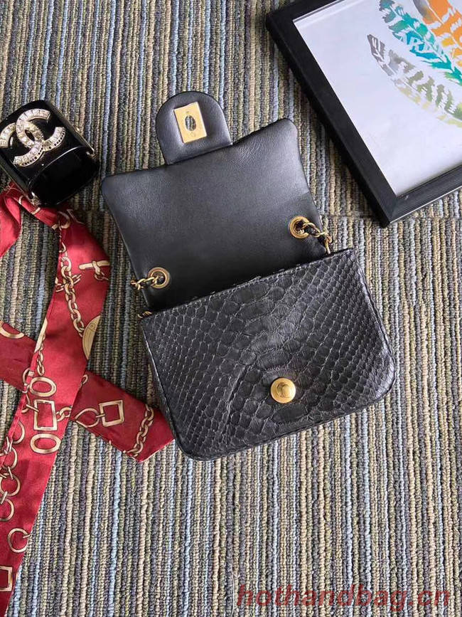 Chanel Original Small Snake skin flap bag AS1115 black