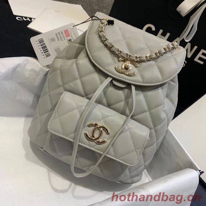 Chanel backpack Grained Calfskin & Gold-Tone Metal AS1371 Gray Chanel backpack Grained Calfskin & Gold-Tone Metal AS1371 Gray