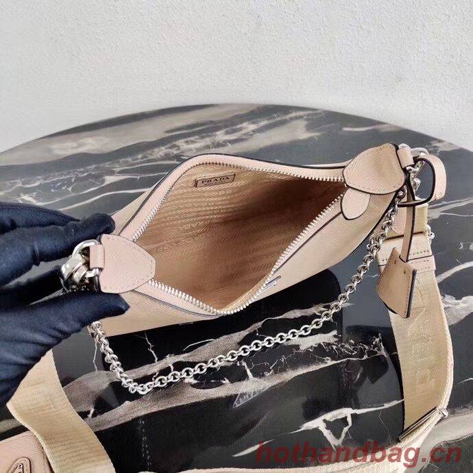 Prada Saffiano leather mini shoulder bag 2BH204 apricot Prada Saffiano leather mini shoulder bag 2BH204 apricot