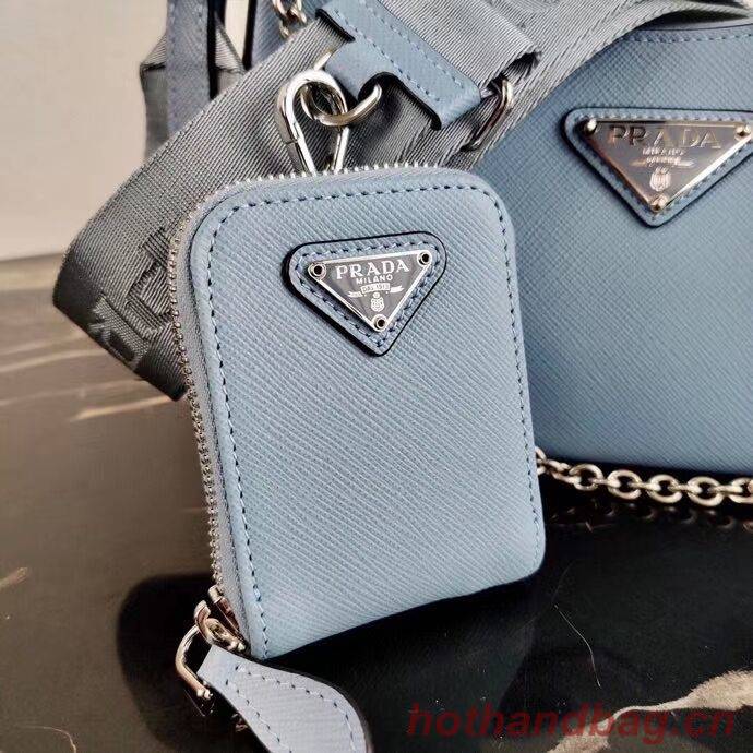 Prada Saffiano leather mini shoulder bag 2BH204 sky blue Prada Saffiano leather mini shoulder bag 2BH204 sky blue