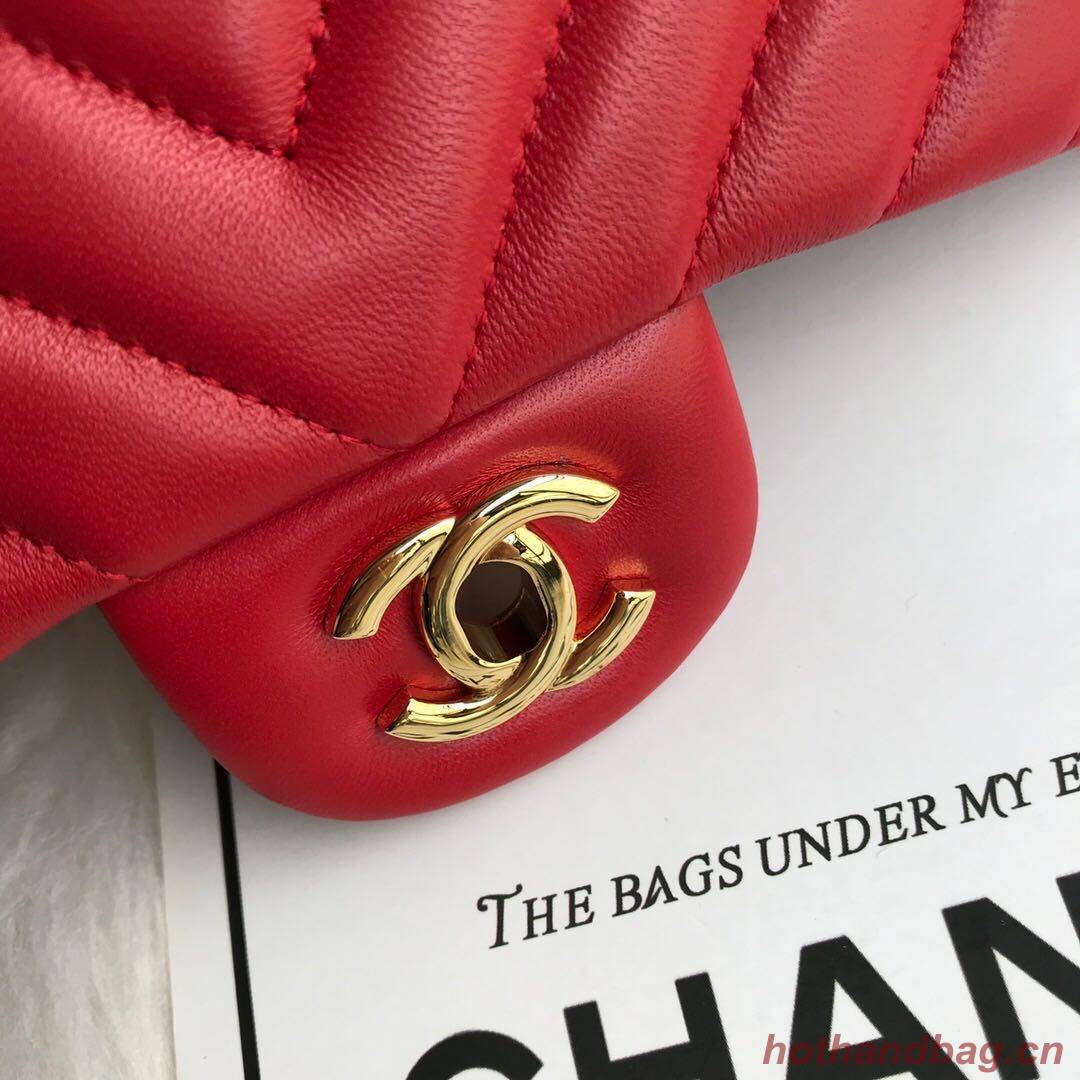 Chanel Flap Original Lambskin Leather Shoulder Bag 1112V Red Chanel Flap Original Lambskin Leather Shoulder Bag 1112V Red