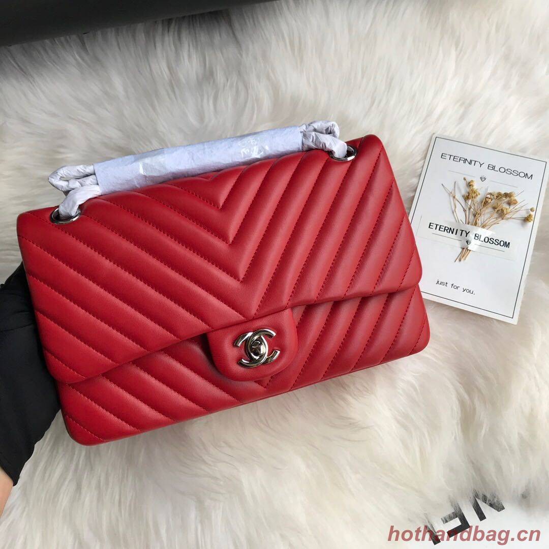 Chanel Flap Original Lambskin Leather Shoulder Bag 1112V Red Chanel Flap Original Lambskin Leather Shoulder Bag 1112V Red