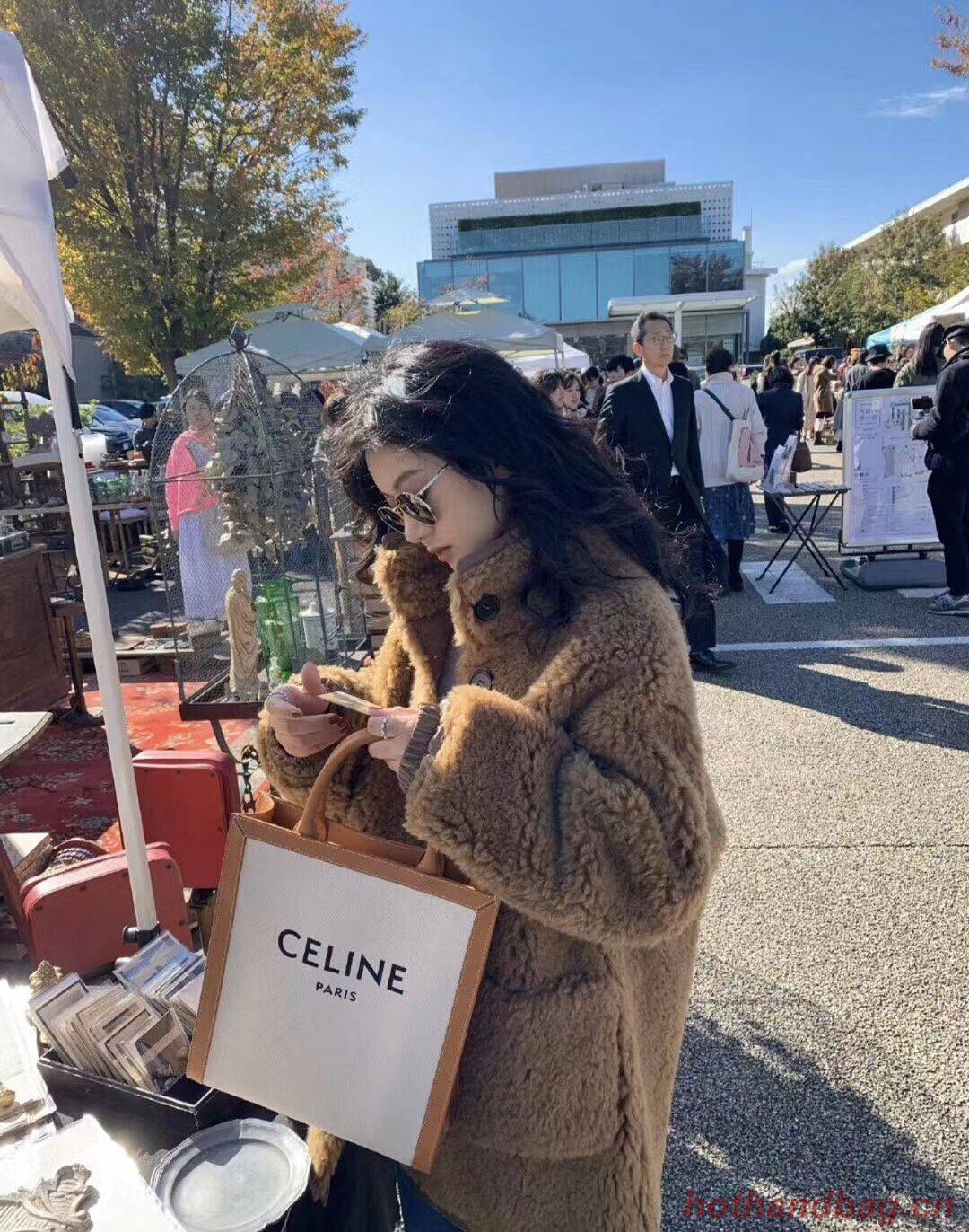 Celine TEEN TRIOMPHE BAG IN TRIOMPHE CANVAS AND CALFSKIN CL91041 white Celine TEEN TRIOMPHE BAG IN TRIOMPHE CANVAS AND CALFSKIN CL91041 white