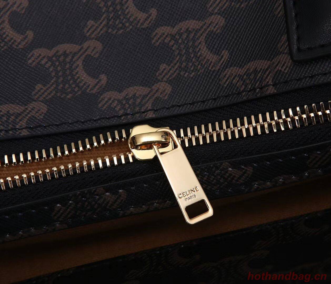 Celine TEEN TRIOMPHE BAG IN TRIOMPHE CANVAS AND CALFSKIN CL91542 BLACK Celine TEEN TRIOMPHE BAG IN TRIOMPHE CANVAS AND CALFSKIN CL91542 BLACK