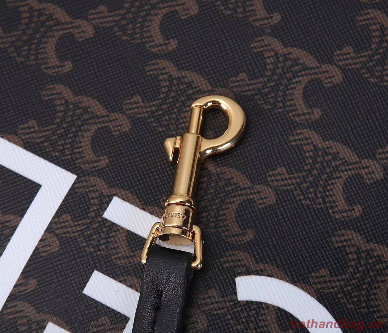 Celine TEEN TRIOMPHE BAG IN TRIOMPHE CANVAS AND CALFSKIN CL91542 BLACK Celine TEEN TRIOMPHE BAG IN TRIOMPHE CANVAS AND CALFSKIN CL91542 BLACK