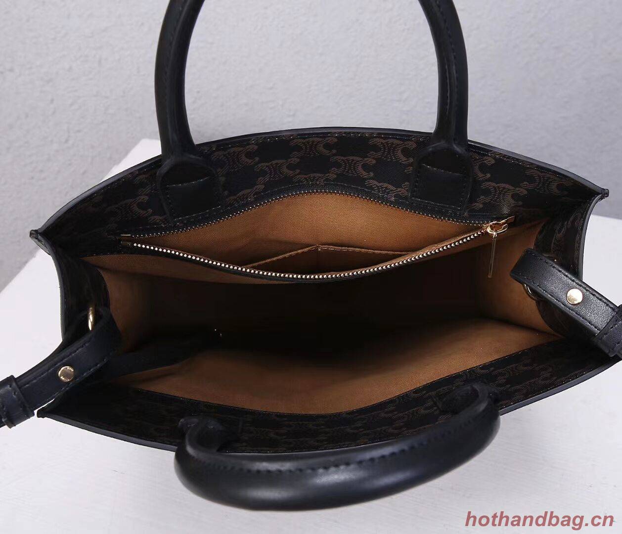 Celine TEEN TRIOMPHE BAG IN TRIOMPHE CANVAS AND CALFSKIN CL91542 BLACK Celine TEEN TRIOMPHE BAG IN TRIOMPHE CANVAS AND CALFSKIN CL91542 BLACK