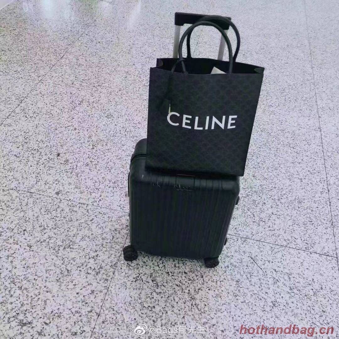 Celine TEEN TRIOMPHE BAG IN TRIOMPHE CANVAS AND CALFSKIN CL91542 BLACK Celine TEEN TRIOMPHE BAG IN TRIOMPHE CANVAS AND CALFSKIN CL91542 BLACK