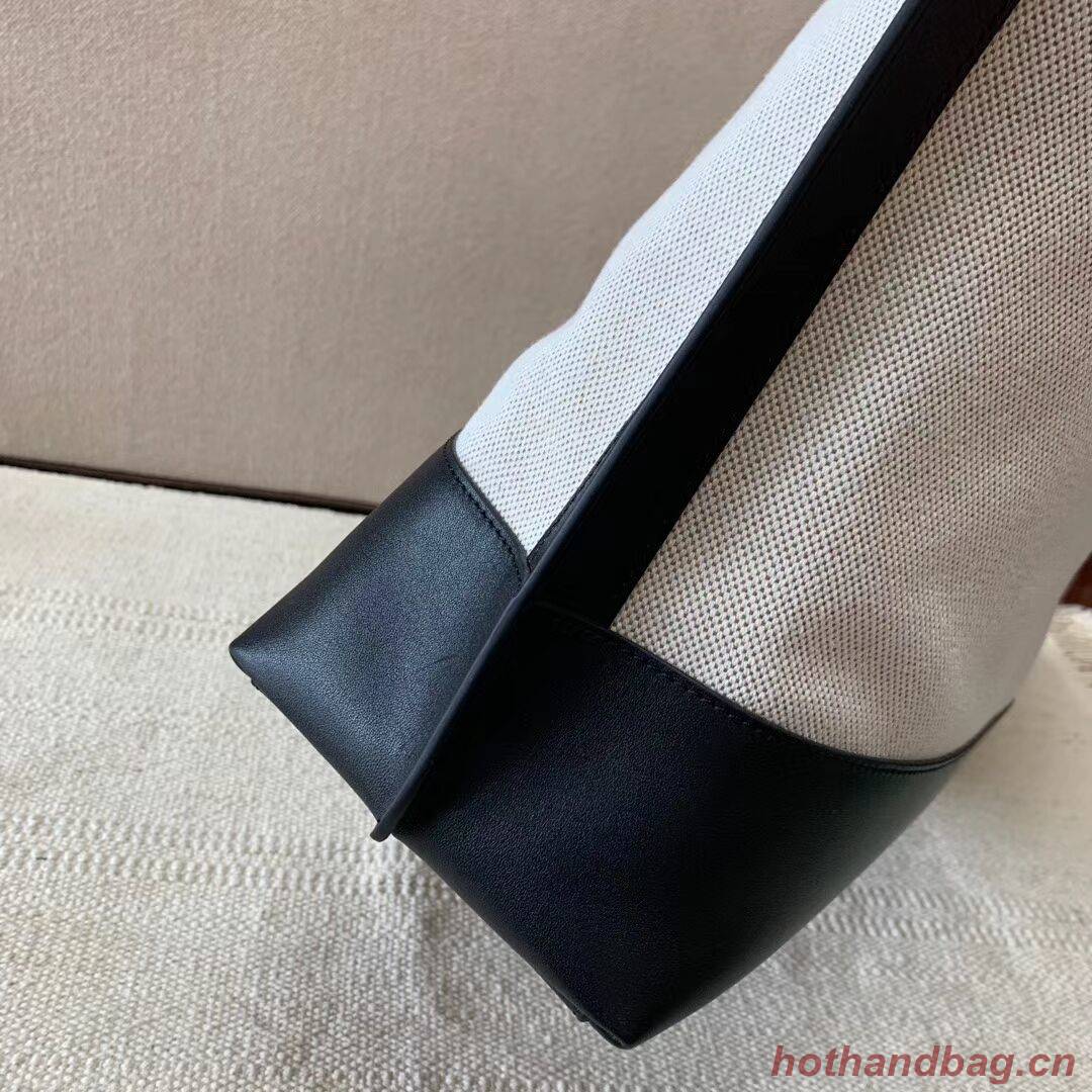 Yves Saint Laurent SHOPPING TAG IN CANVAS AND LEATHER Y615719 black&white Yves Saint Laurent SHOPPING TAG IN CANVAS AND LEATHER Y615719 black&white