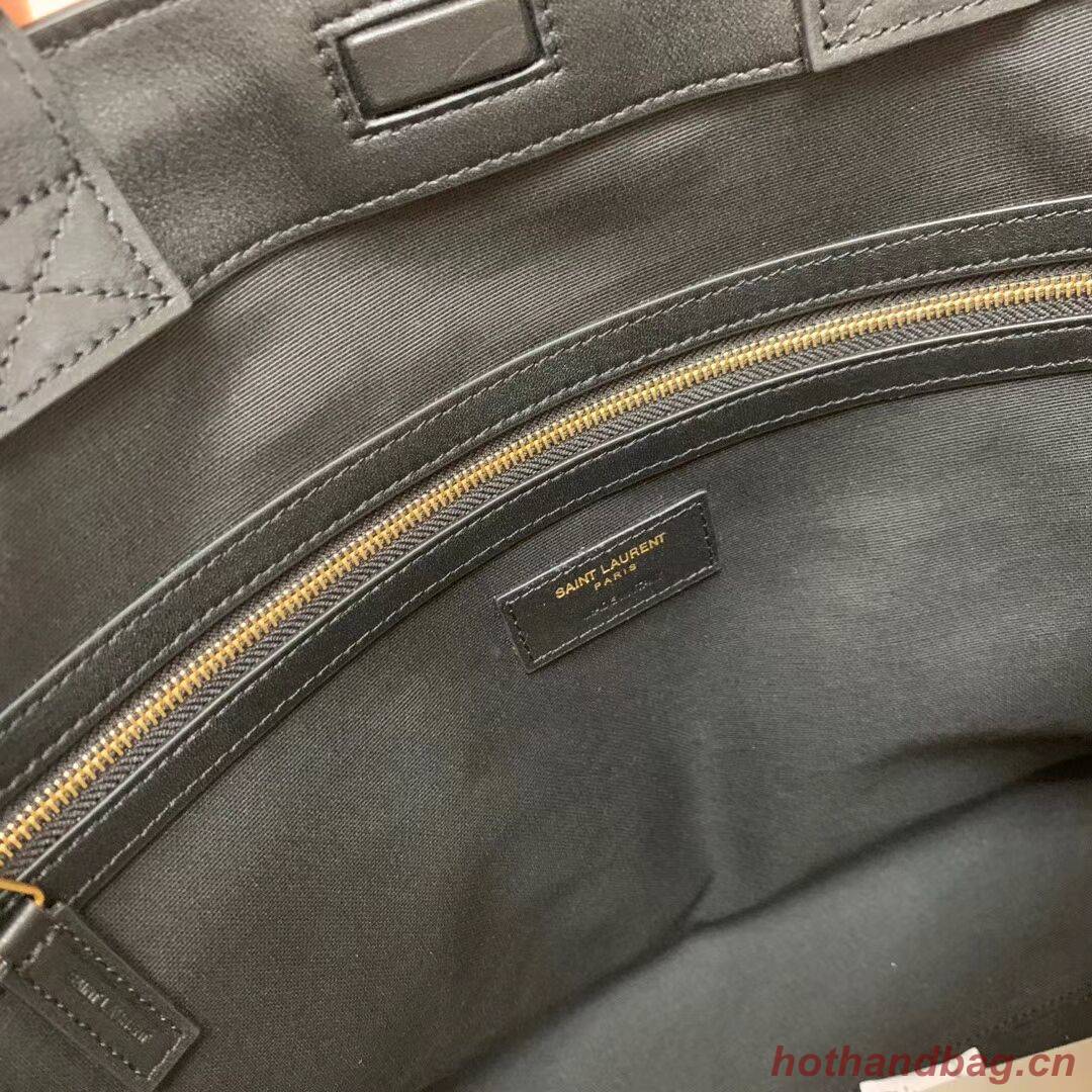 Yves Saint Laurent SHOPPING TAG IN CANVAS AND LEATHER Y615719 black&white Yves Saint Laurent SHOPPING TAG IN CANVAS AND LEATHER Y615719 black&white