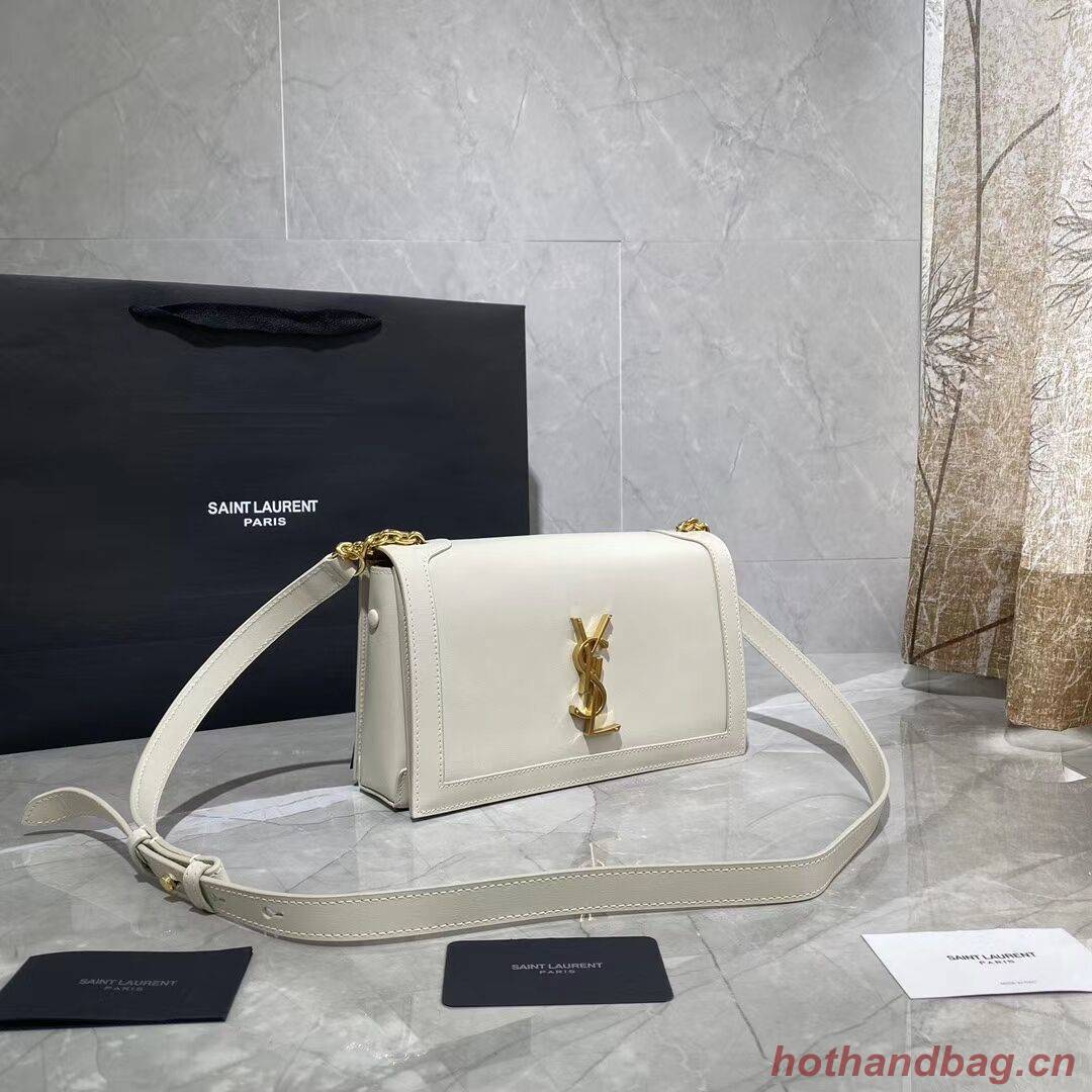 Yves Saint Laurent Calfskin Leather Shoulder Bag Y635627 White Yves Saint Laurent Calfskin Leather Shoulder Bag Y635627 White