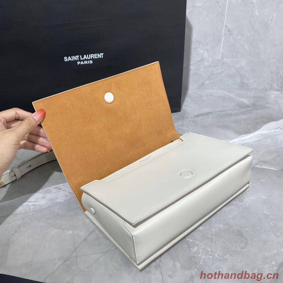 Yves Saint Laurent Calfskin Leather Shoulder Bag Y635627 White Yves Saint Laurent Calfskin Leather Shoulder Bag Y635627 White