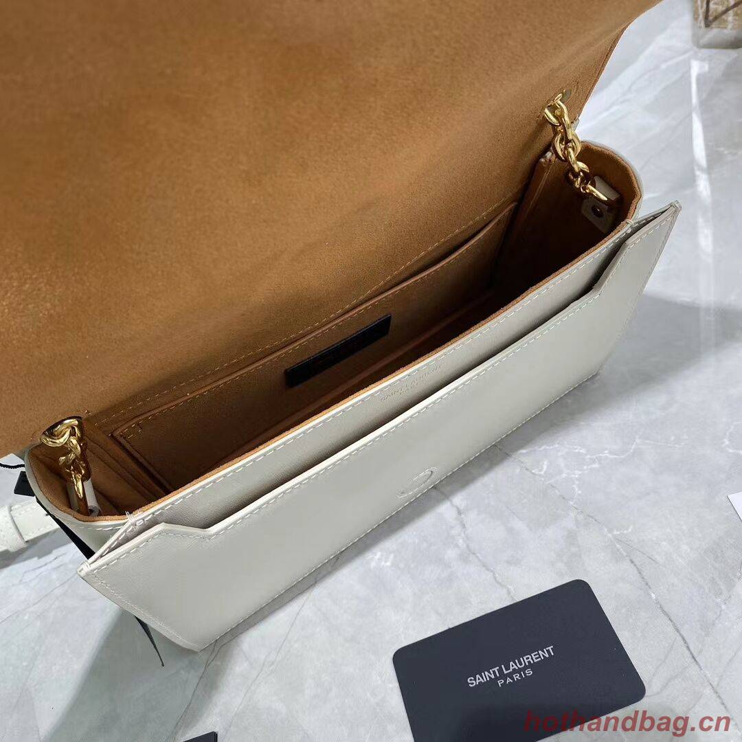 Yves Saint Laurent Calfskin Leather Shoulder Bag Y635627 White Yves Saint Laurent Calfskin Leather Shoulder Bag Y635627 White