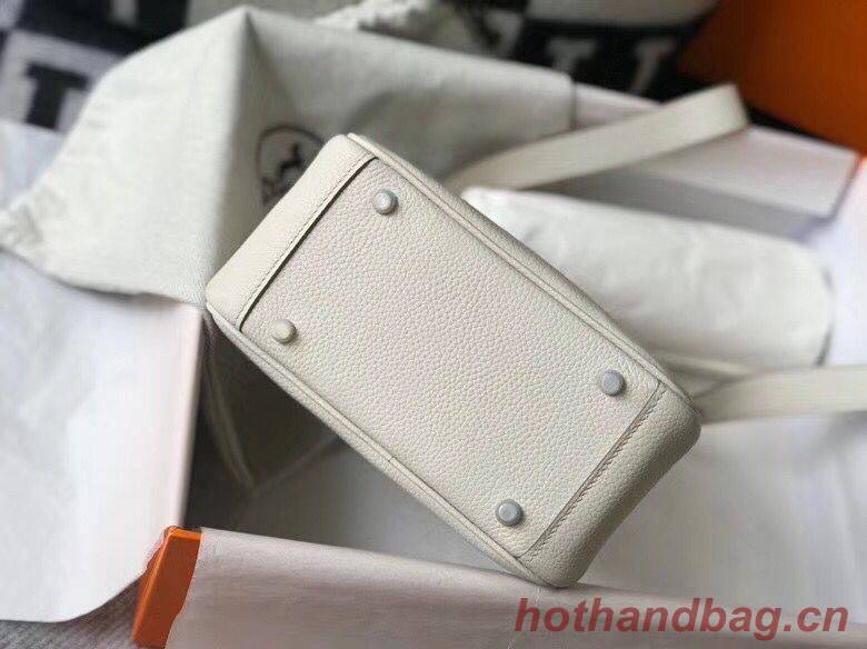 Hermes mini Lindy Original Togo Leather Bag LD19 White&Silver-Tone Metal Hermes mini Lindy Original Togo Leather Bag LD19 White&Silver-Tone Metal