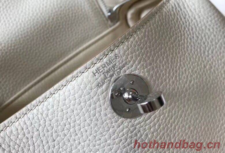 Hermes mini Lindy Original Togo Leather Bag LD19 White&Silver-Tone Metal Hermes mini Lindy Original Togo Leather Bag LD19 White&Silver-Tone Metal