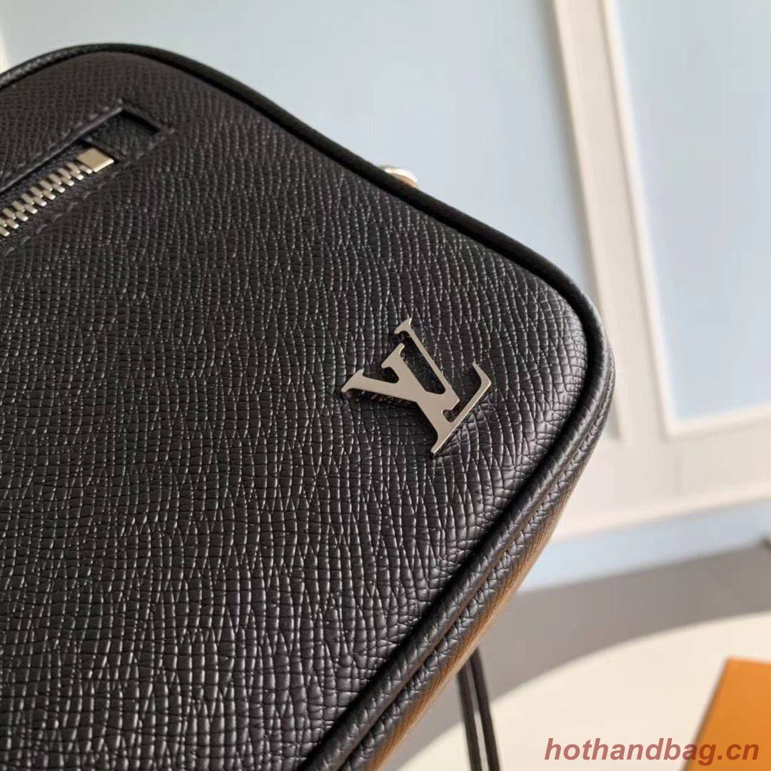 Louis Vuitton Original Taiga Leather Pochette Kasai Handle Bag M30441 Black Louis Vuitton Original Taiga Leather Pochette Kasai Handle Bag M30441 Black