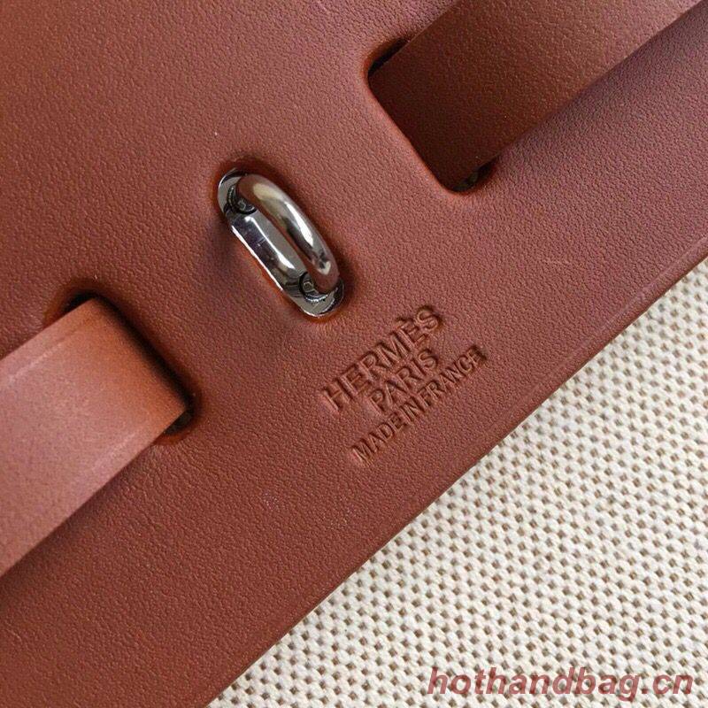 Hermes Herbag 31CM Original Canvas Leather & Calfskin 45987 brown&white Hermes Herbag 31CM Original Canvas Leather & Calfskin 45987 brown&white