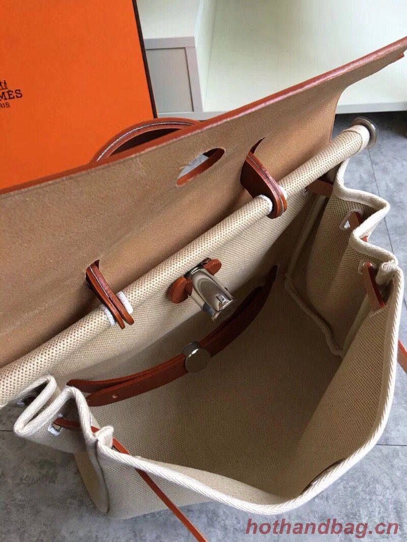 Hermes Herbag 31CM Original Canvas Leather & Calfskin 45987 brown&white Hermes Herbag 31CM Original Canvas Leather & Calfskin 45987 brown&white