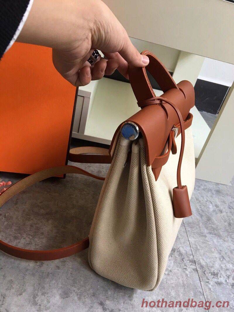 Hermes Herbag 31CM Original Canvas Leather & Calfskin 45987 brown&white Hermes Herbag 31CM Original Canvas Leather & Calfskin 45987 brown&white