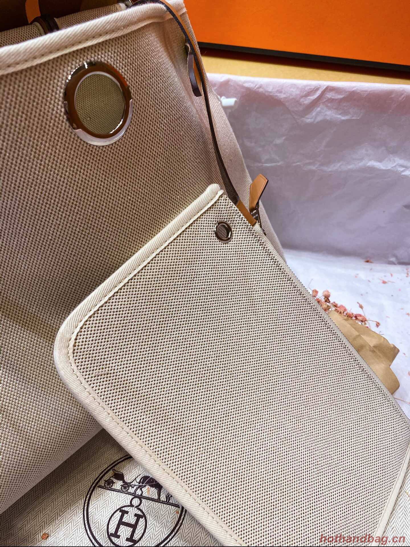 Hermes Herbag 31CM Original Canvas Leather & Calfskin 45988 brown&white Hermes Herbag 31CM Original Canvas Leather & Calfskin 45988 brown&white