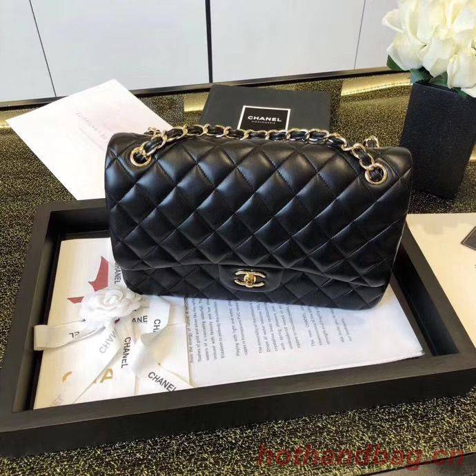 Chanel Jumbo Double Flaps Bags Black Original Sheepskin Leather A36097 Gold Chanel Jumbo Double Flaps Bags Black Original Sheepskin Leather A36097 Gold