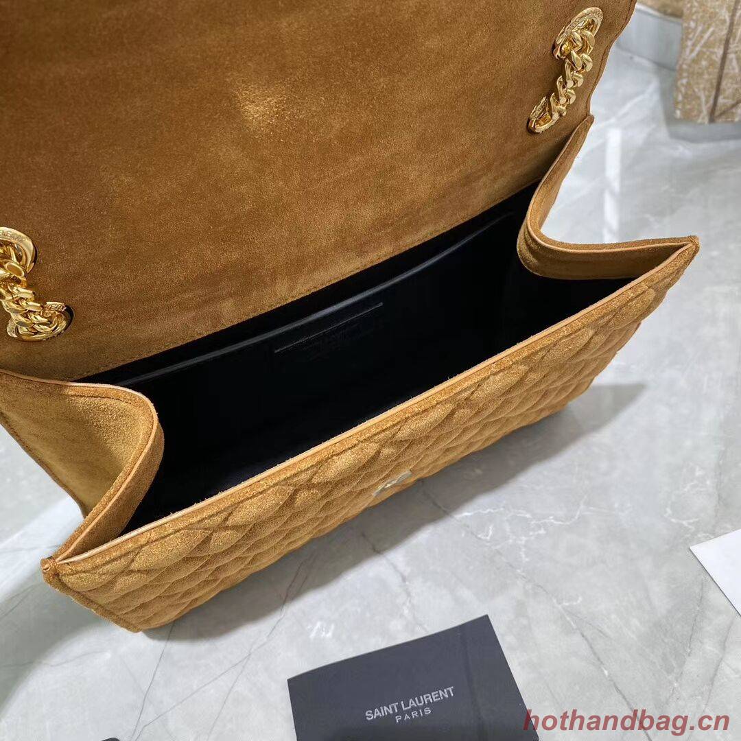 YSL ENVELOPPE MEDIUM BAG IN MIX MATELASSE GRAIN DE POUDRE EMBOSSED IN SUEDE Y487206 brown YSL ENVELOPPE MEDIUM BAG IN MIX MATELASSE GRAIN DE POUDRE EMBOSSED IN SUEDE Y487206 brown