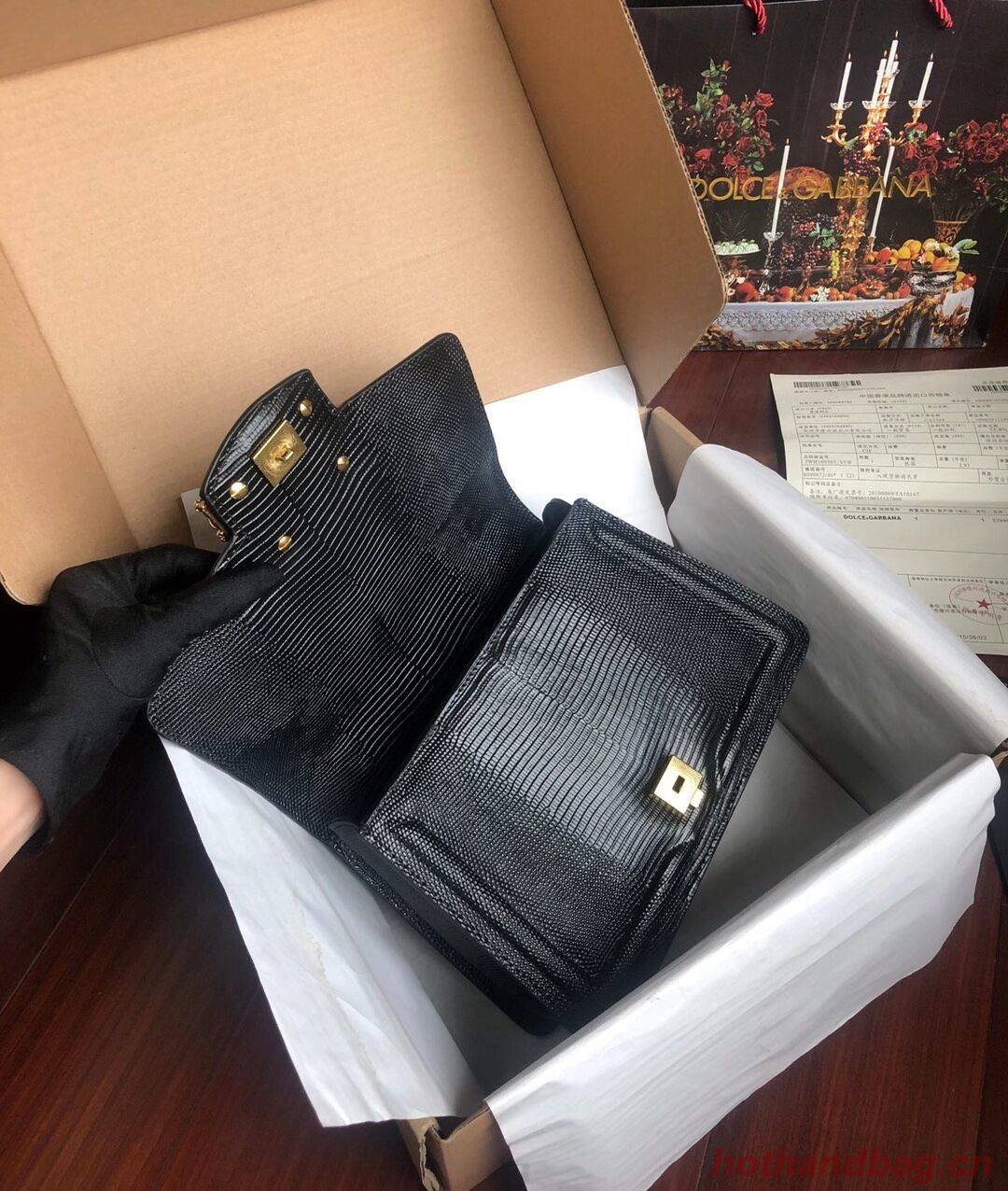 Dolce & Gabbana Origianl Lizard skin Leather Bag 4916F Black Dolce & Gabbana Origianl Lizard skin Leather Bag 4916F Black