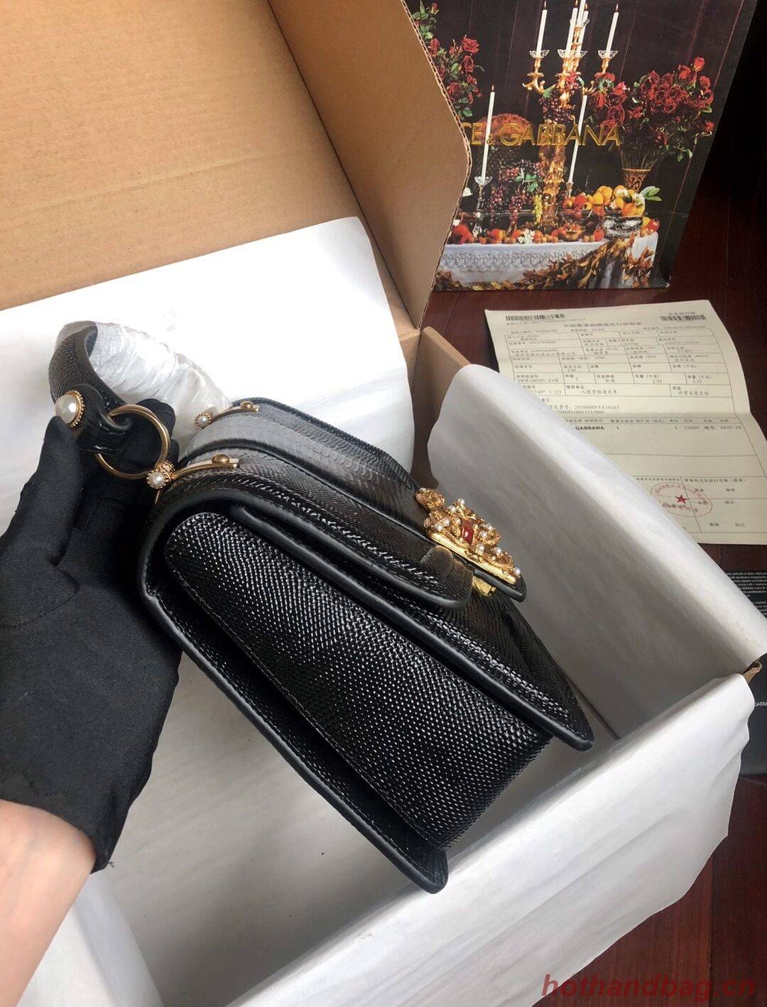 Dolce & Gabbana Origianl Lizard skin Leather Bag 4916F Black Dolce & Gabbana Origianl Lizard skin Leather Bag 4916F Black