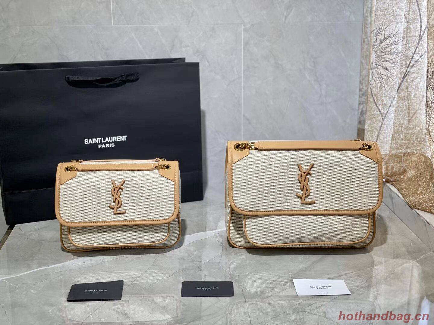 Yves Saint Laurent IN CANVAS AND LEATHER Y698894H Apricot Yves Saint Laurent IN CANVAS AND LEATHER Y698894H Apricot