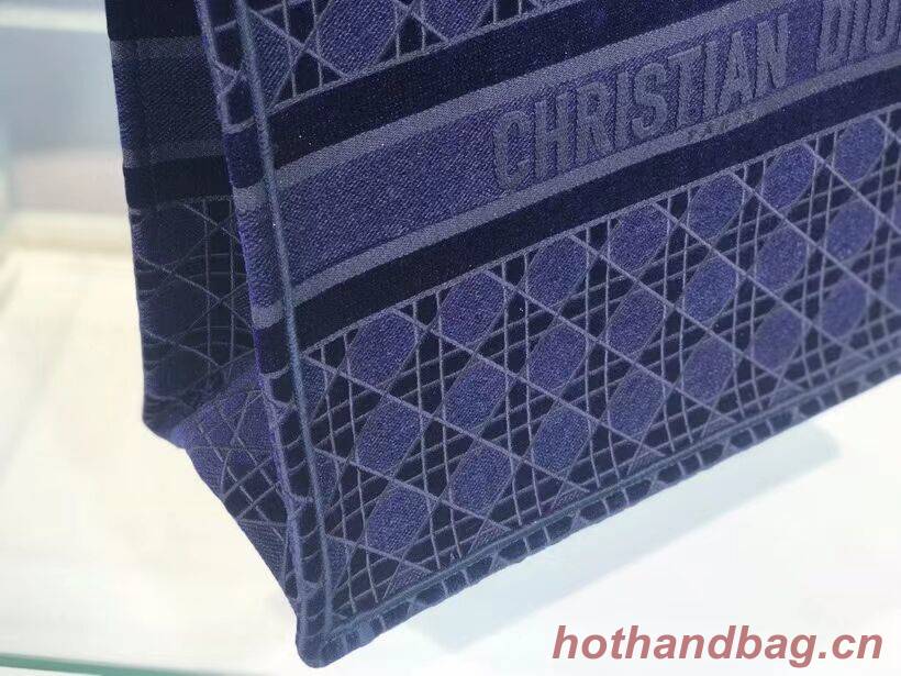 DIOR BOOK TOTE blue Cannage Embroidered Velvet M1286Z DIOR BOOK TOTE blue Cannage Embroidered Velvet M1286Z