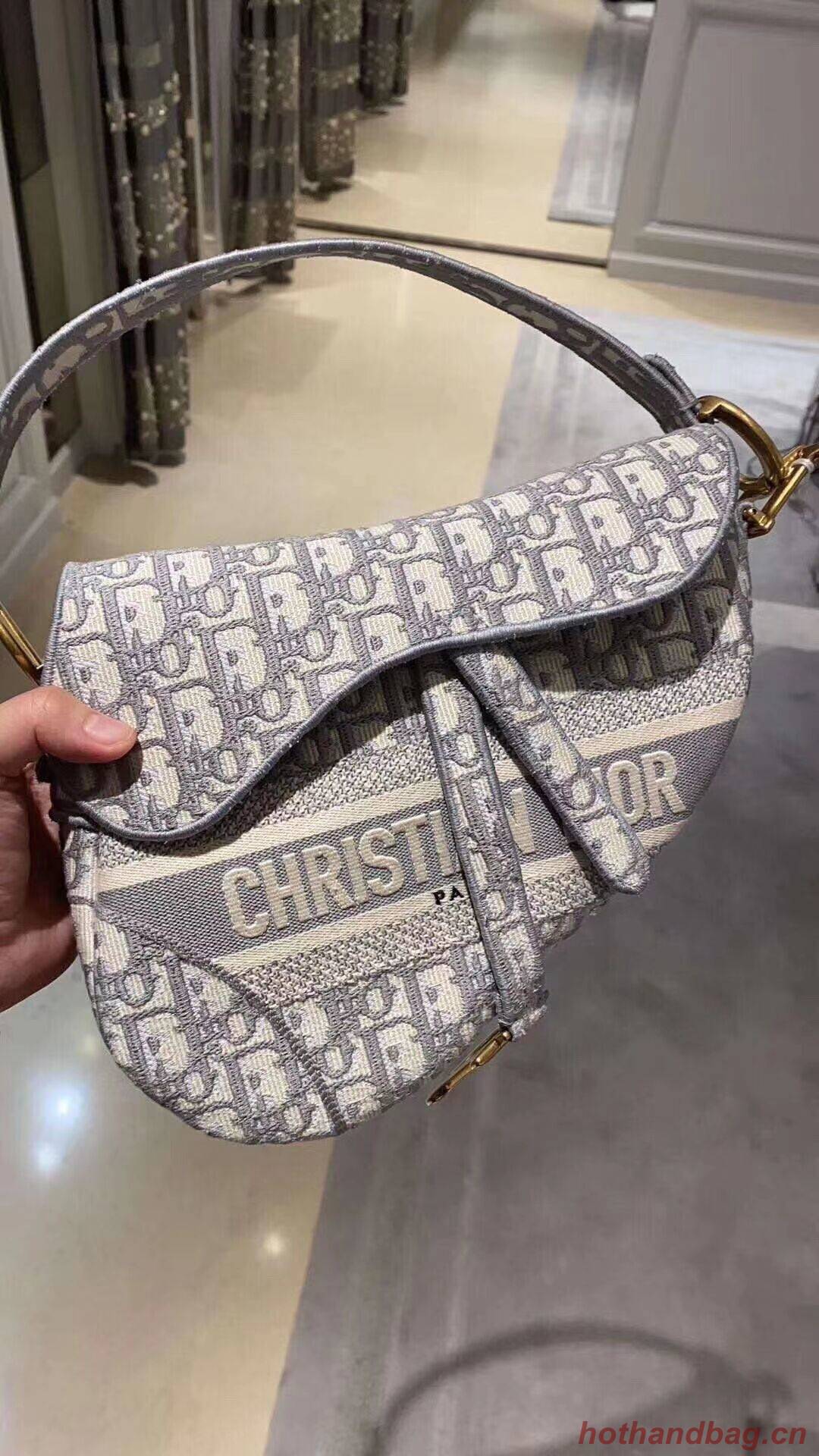 SADDLE BAG Dior Oblique Embroidered Velvet C0044 gray SADDLE BAG Dior Oblique Embroidered Velvet C0044 gray