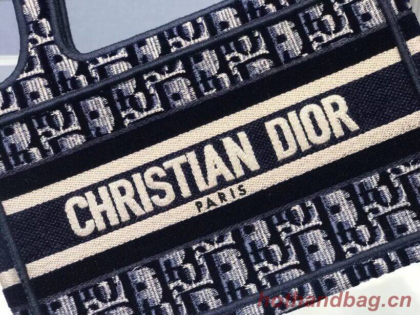 MINI DIOR BOOK TOTE Blue Dior Oblique Embroidered Velvet S5475Z MINI DIOR BOOK TOTE Blue Dior Oblique Embroidered Velvet S5475Z