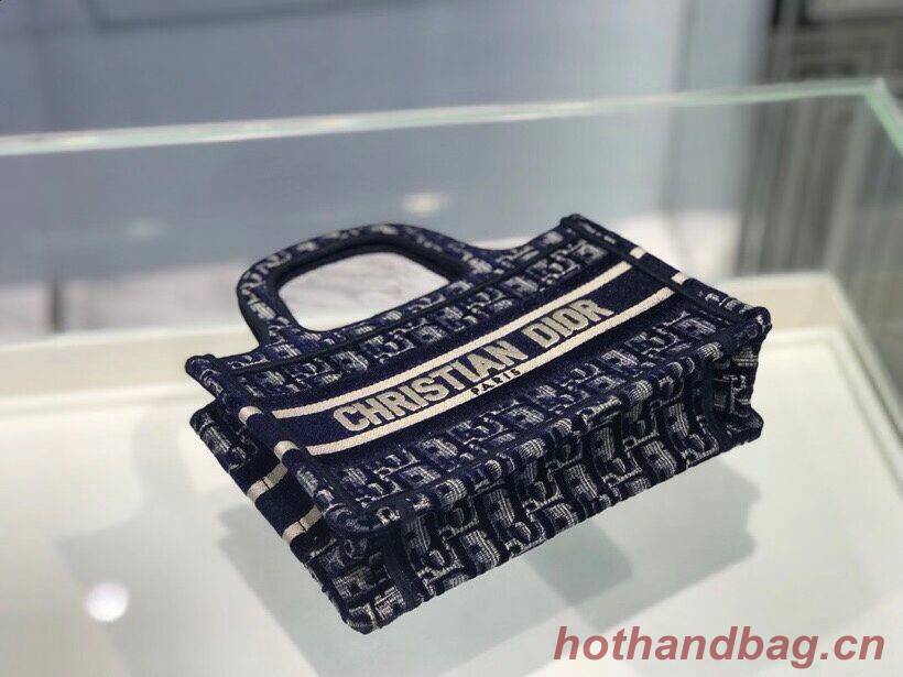MINI DIOR BOOK TOTE Blue Dior Oblique Embroidered Velvet S5475Z MINI DIOR BOOK TOTE Blue Dior Oblique Embroidered Velvet S5475Z