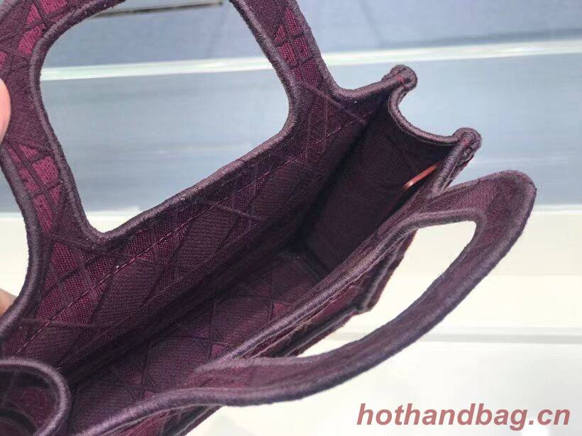 MINI DIOR BOOK TOTE Burgundy Cannage Embroidered Velvet S5475Z MINI DIOR BOOK TOTE Burgundy Cannage Embroidered Velvet S5475Z