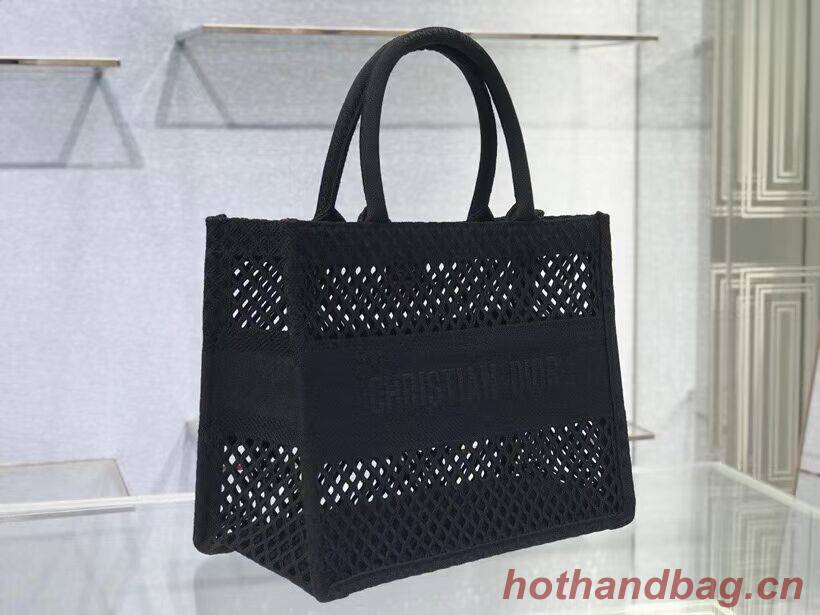 SMALL DIOR BOOK TOTE Black Mesh Embroidery M1296Z SMALL DIOR BOOK TOTE Black Mesh Embroidery M1296Z