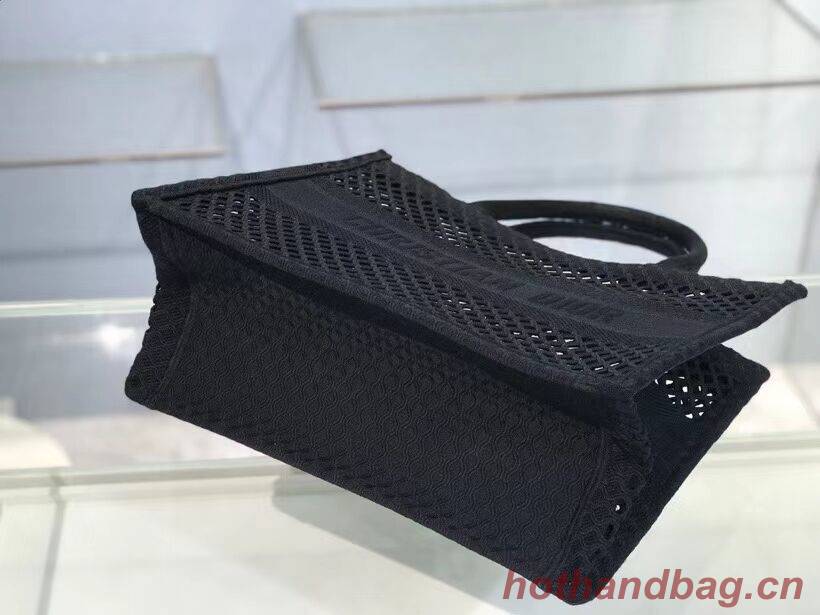SMALL DIOR BOOK TOTE Black Mesh Embroidery M1296Z SMALL DIOR BOOK TOTE Black Mesh Embroidery M1296Z