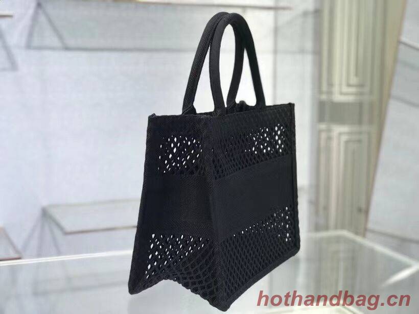 SMALL DIOR BOOK TOTE Black Mesh Embroidery M1296Z SMALL DIOR BOOK TOTE Black Mesh Embroidery M1296Z