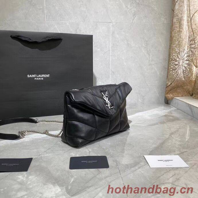 Yves Saint Laurent LOULOU PUFFER IN QUILTED CRINKLED MATTE LEATHER BAG Y620333 Black Yves Saint Laurent LOULOU PUFFER IN QUILTED CRINKLED MATTE LEATHER BAG Y620333 Black