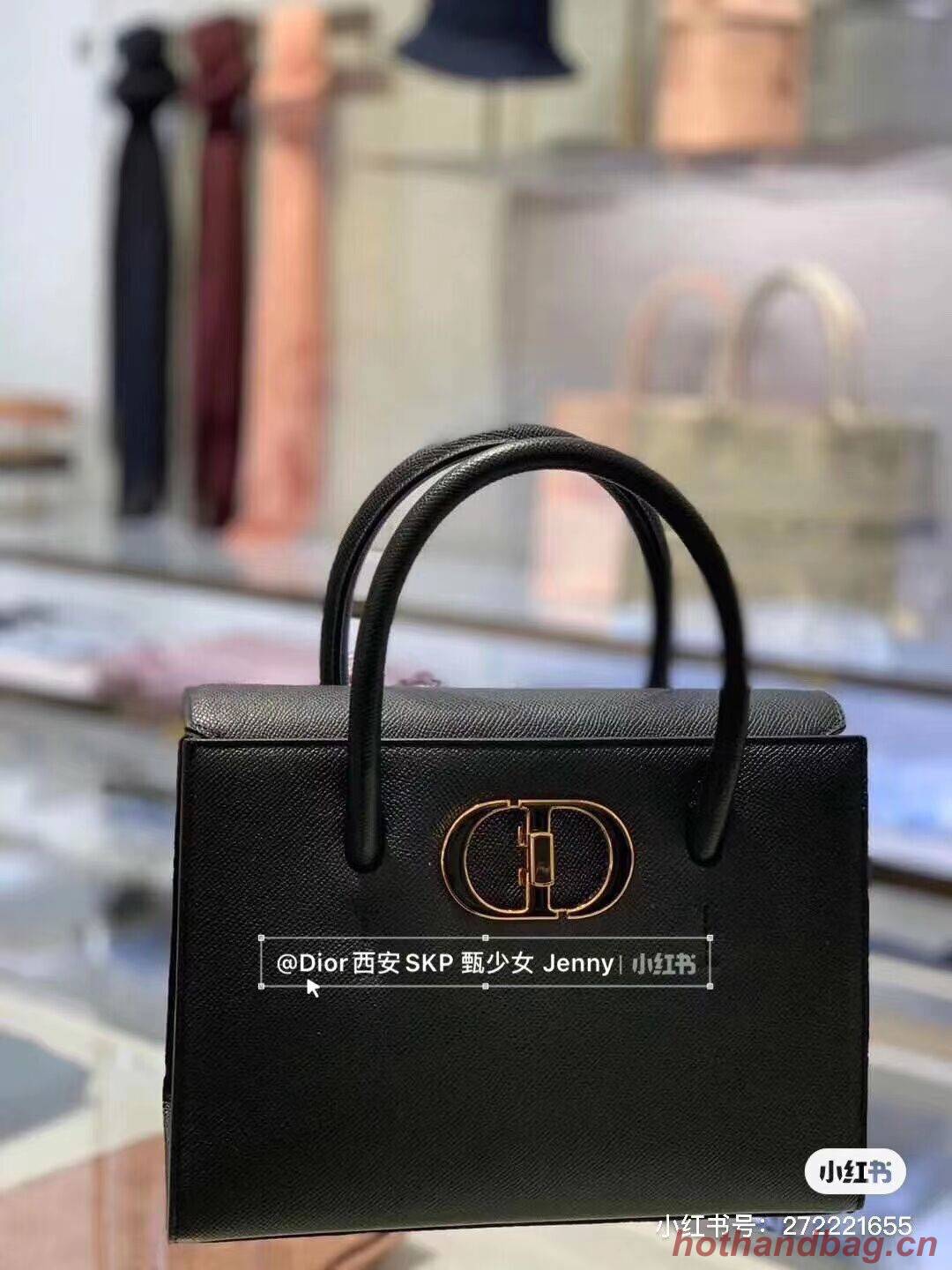 DIOR MEDIUM ST HONORE TOTE Grained Calfskin M9321UMBA black DIOR MEDIUM ST HONORE TOTE Grained Calfskin M9321UMBA black