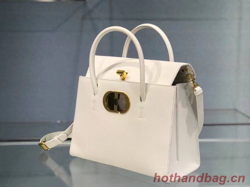 DIOR LARGE ST HONORE TOTE Grained Calfskin M9306UBAE WHITE DIOR LARGE ST HONORE TOTE Grained Calfskin M9306UBAE WHITE